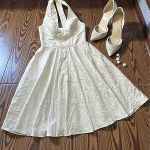 Elegant Cream Halter Dress